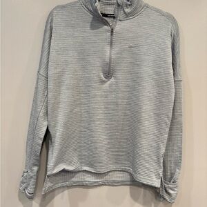 Nike Dry-Fit Light Gray Striped 1/4 Zip-Up Sweater
